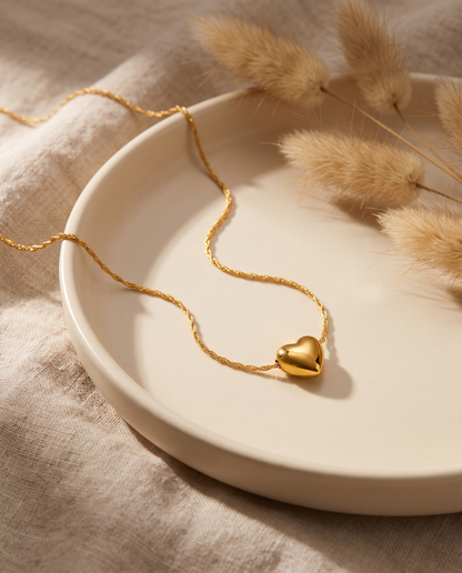 Puffy Heart Necklace closeup