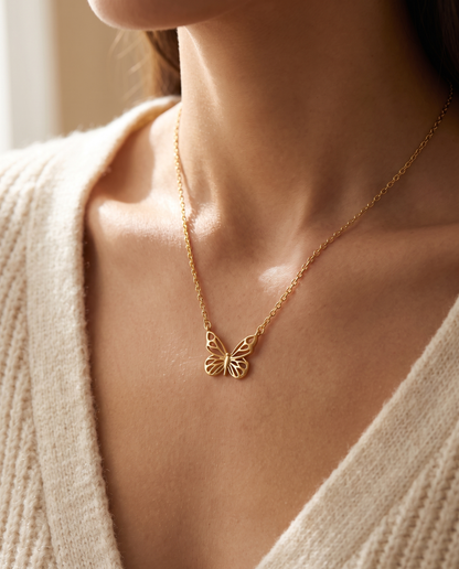 Glow Butterfly Necklace glowing